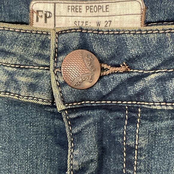 FREE PEOPLE Jeans Skinny Crop Ankle Zip Pocket Dark Wash Edgy Jean 27 Boho Moto - Picture 4 of 10